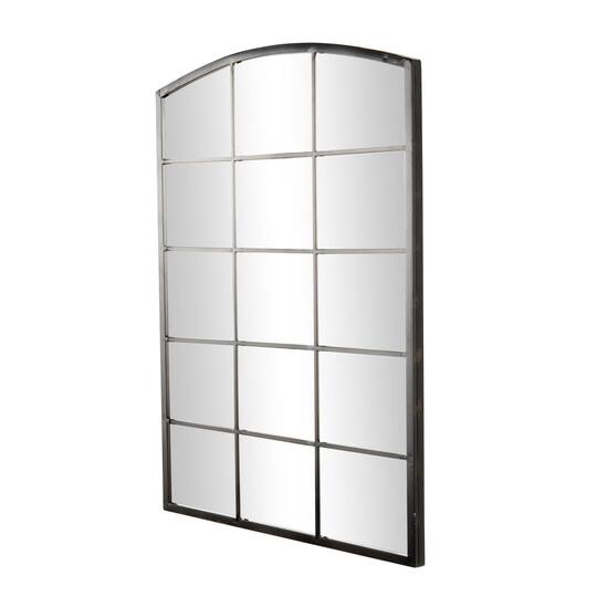 Black Arched Metal Windowpane Wall Mirror